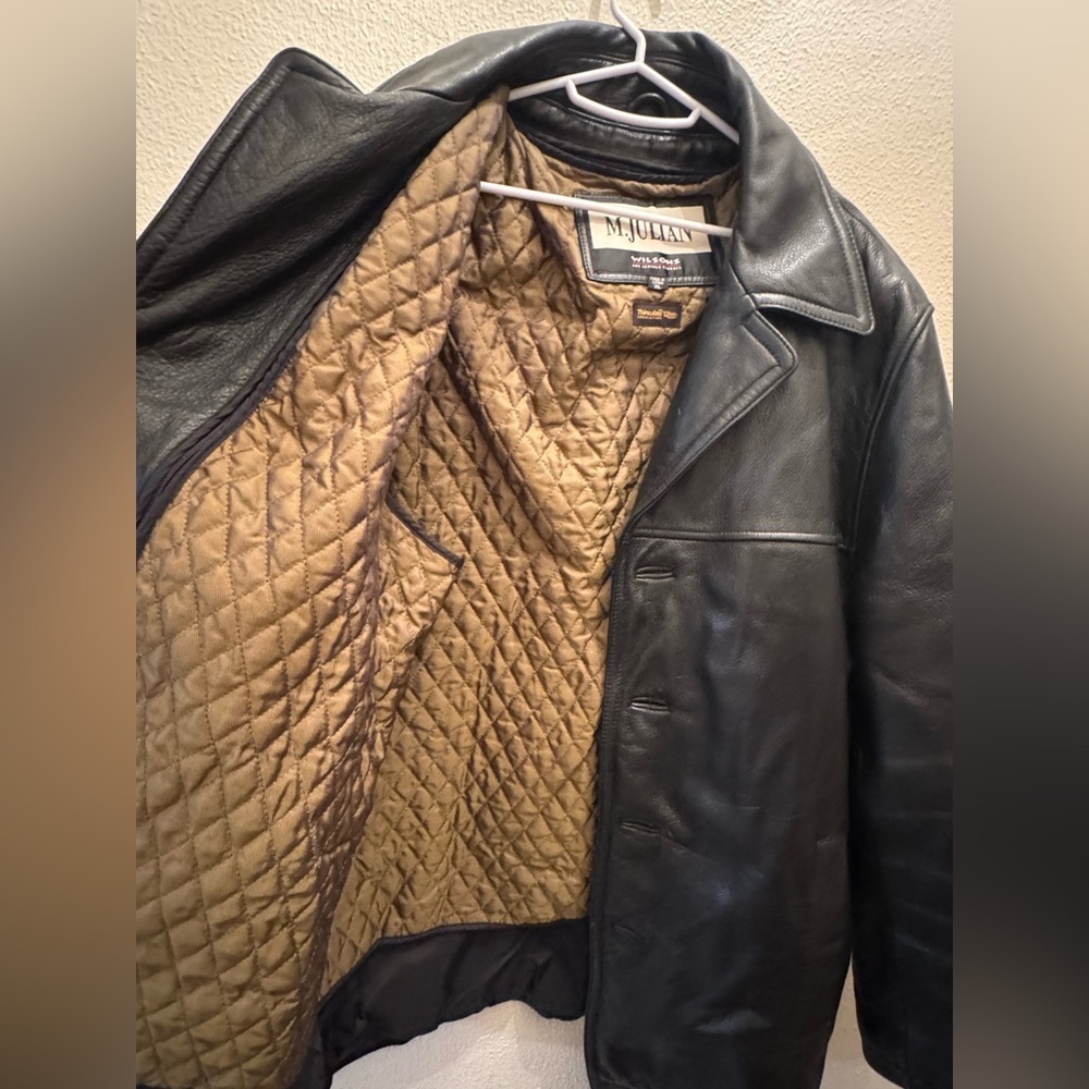 Vintage M.Julian Wilson's Leather Black Thinsulate Button Coat - Picture 4 of 6